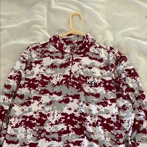 Maroon & Gray Digital Camo Quarter-Zip Pullover